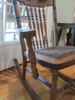 Antique Childs's Tiger Oak Victorian Rocker