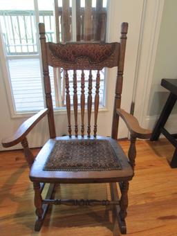 Antique Childs's Tiger Oak Victorian Rocker