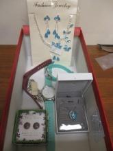 Lot of Jewelry inc. Fossil Watch & Sterling Silver Earrings