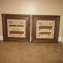 Two Paragon Picture Gallery "Billiard I and II" Framed and Matted Prints