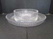 Ribbed Crystal Bowl and Serving/Under Plate