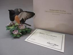 1996 Lenox "Rufous-sided Towhee" Fine Porcelain Bird Figurine 4 1/2" - Has Chips