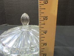 Vintage Pressed Glass Candy Dish w/Lid By Anchor Hocking