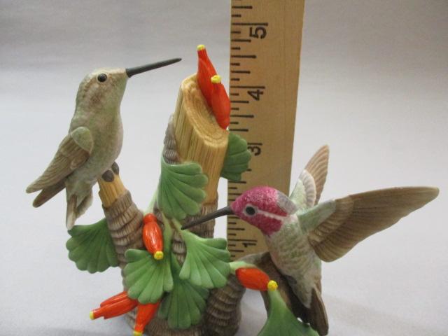 2002 Lenox "Anna's Hummingbirds" Fine Porcelain Bird Figurine 4 1/2"