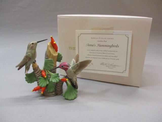 2002 Lenox "Anna's Hummingbirds" Fine Porcelain Bird Figurine 4 1/2"