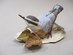 Vintage Lenox "Red-breasted Nuthatch"  Fine Porcelain Bird Figurine  4 1/2" x  2"