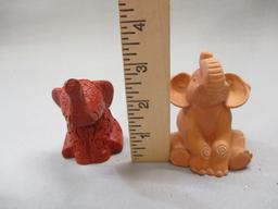 1991 Carved Cinnabar Elephant & Terra Cotta Elephant