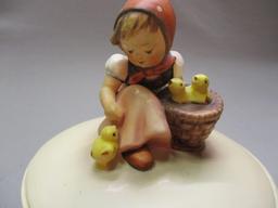 Vintage Hummel "Chick Girl" on Covered Candy/Trinket Bowl 6"