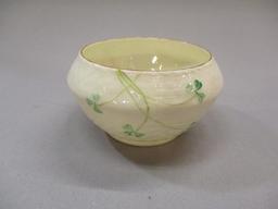 Vintage Belleek Ireland Shamrock Cream & Open Sugar Bowl