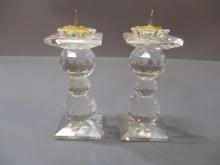 2 Swarovski Crystal Candle Holders 4"