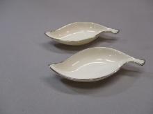 2  Lenox Leaf Shaped Ashtrays 5"