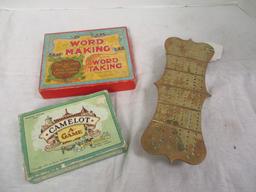 Brass Cribbage Board, Parker Bros. Camelot A Game, &