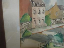 Street Scene watercolor framed & Matted