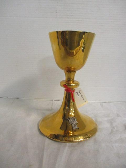 Brass Chalice over Silver w/bottom (8 1/8"T)