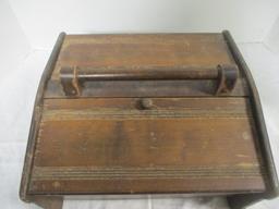 Wood Sewing Box w/double lift lid & Handle