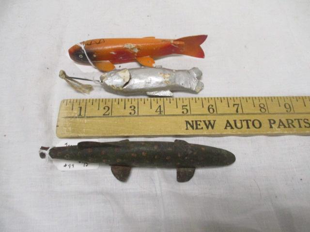 Wood Spear Ice Fishing (Lot of 3) Decoys/Lures