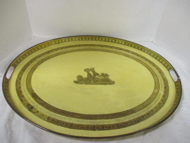 Large Yellow French Antique Tole Tray