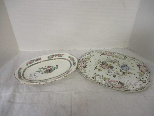 Royal Grafton 'Indian Tree' Platter (11 x 7) & Ironstone Platter/Juice Drainer