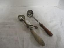 2 Antique Wood Handle Ice Cream Scoops