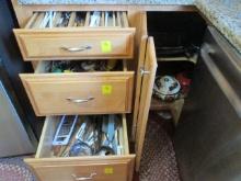 Bakeware, Pots/Pans and Three Drawers of Kitchen Utensils