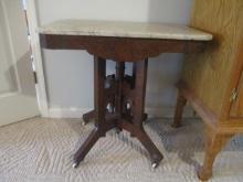 Antique Victorian Eastlake Occasional Table with Marble Top