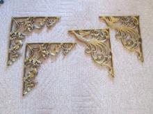 Two Pair of Gilt Cast Metal Shelf Brackets