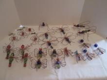 Copper and Colored Marble Wire Art Flamingos and Bugs