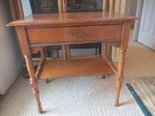 Vintage Maple Console Table with Drawer and Undershelf