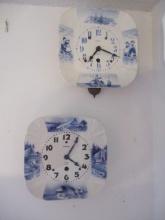 Two Blue and White Kienzle German 8 Day Kitchen Clocks