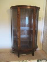 Vintage Demi Lune Locking Curio Cabinet