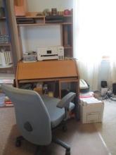 Computer Desk, Rolling Office Chair, Royal Paper Shredder, Epson Wireless Printer,