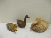 3 Duck Figurines (1 Signed on Bottom)