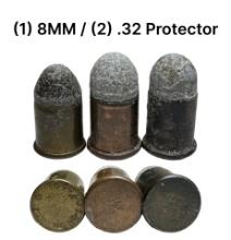 (1) 8MM PROTECTOR (Gaulois) and (2) .32 PROTECTOR (Rimfire/inside primed) Cartridges