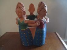 Pottery Figural Circle Planter