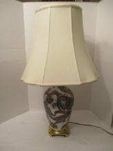 Cloisonne Style Table Lamp with Brass Base