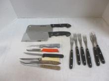 Wood handle Forks, Various Knives