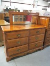 Pine Dresser with 6 Drawers and Mirror