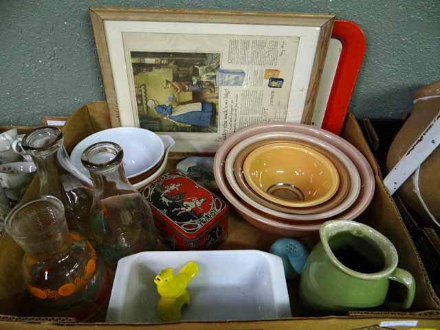 Vintage Kitchen Collectibles & Glass: Pyrex Cinderella Bowl Grapevine #442; John Carlson Dairy & Sal