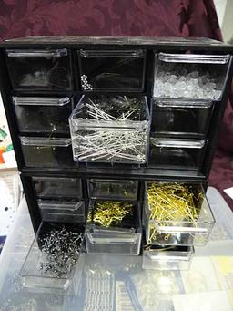 Jewelry Making Items: Darice Bead Designer Tray On Board, Two Organizers With Earring Wires & Backs,