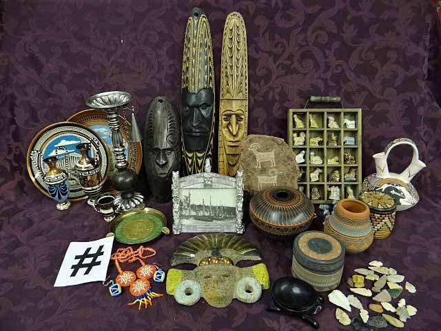 Collectibles - Wade Animal Figures, Arrowheads, Flakes & Points, Native American Covered Basket, Din