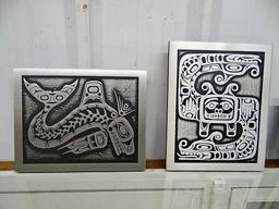 Art - Native American: 4 Aluminum Etched Plaques By Orchard Studio, Handcrafted In British Columbia