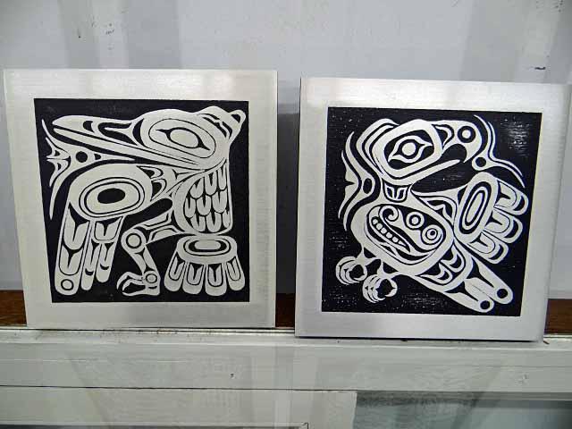 Art - Native American: 4 Aluminum Etched Plaques By Orchard Studio, Handcrafted In British Columbia