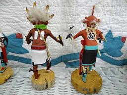 8 Kachina Dolls: 3 By S.B.- Sunface, Buffalo & Mudhead; Heinis By CB; Owl By Jym Mariano; Ram Antelo