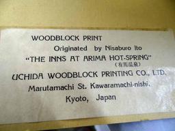 Vintage Woodblock Print By Nisaburo Ito ' The Inns At Arima Hot Springs' Distributed By Uchida Woodb