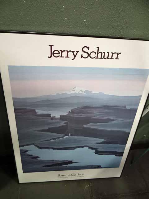 3 Framed Art Pieces - 2 Jerry Schurr Posters From Summa Gallery Largest Is 39x30" Plus An Autumn Sce