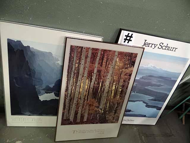 3 Framed Art Pieces - 2 Jerry Schurr Posters From Summa Gallery Largest Is 39x30" Plus An Autumn Sce