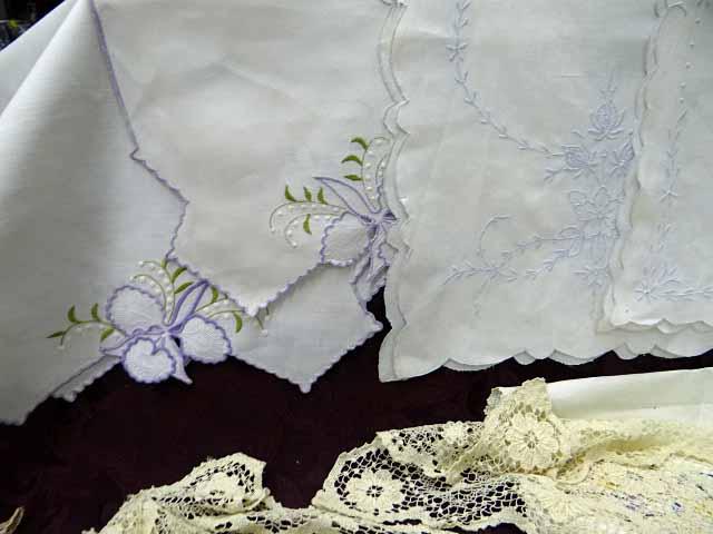 Vintage Linens - 8 Dresser Scarves, 30+ Doilies / Coasters, 7 Pc. Set Embroidered Dish Towels, 12+ G