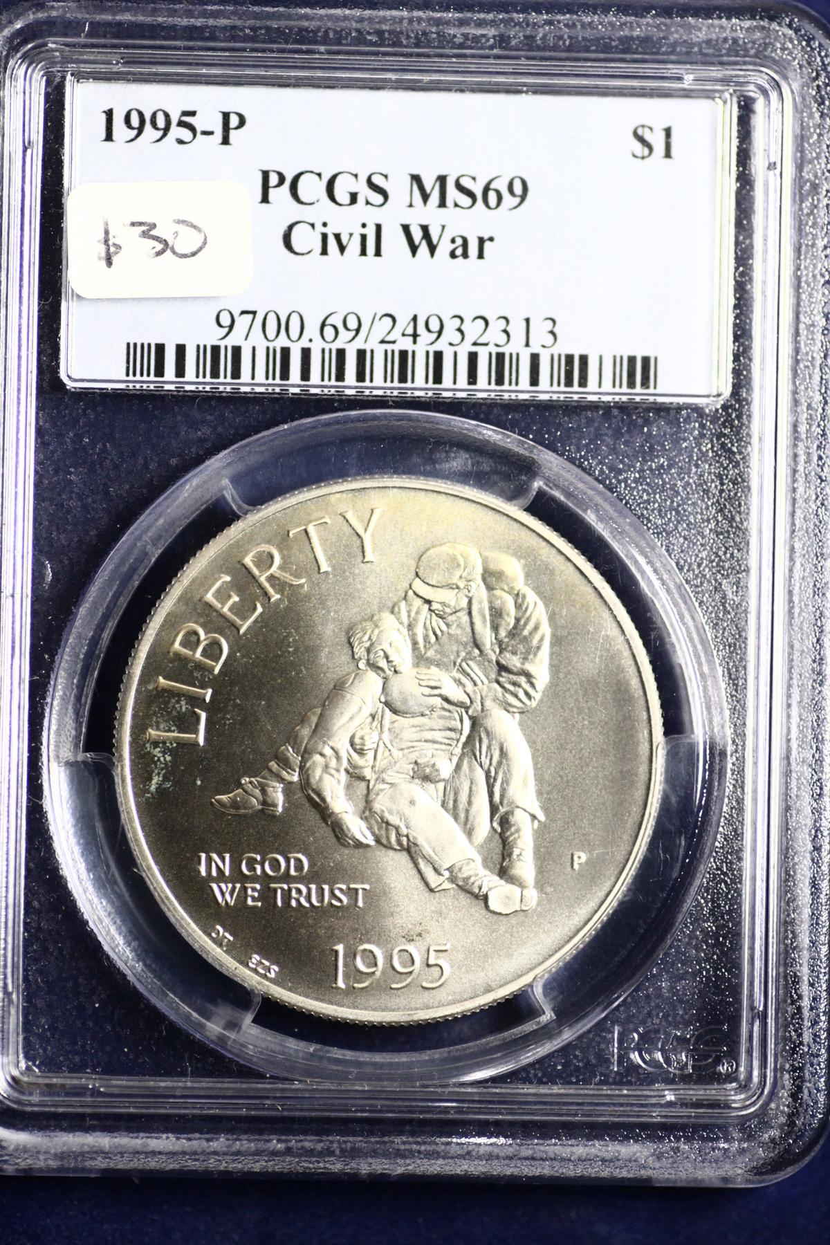 certified BU 1995 P Civil War US silver dollar