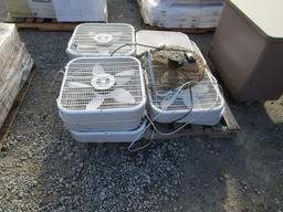 (10) Lasko Square Box Fans & Metal Fan