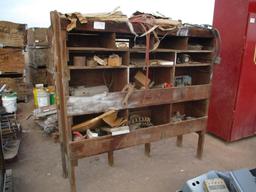 6'x6'x2' Wooden Shelf & Contents,